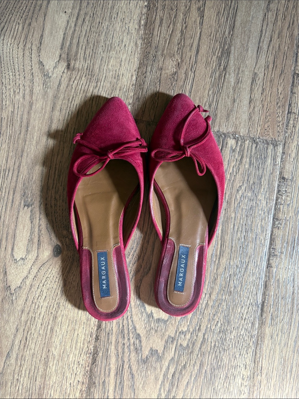 Margaux Red Pointed-Toe Bow Backless Mule